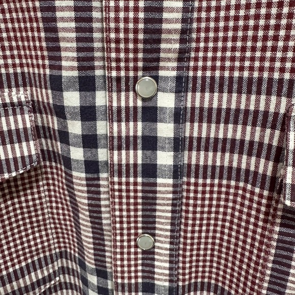 Wrangler Western Shirt Men Size XL Pearl Snap Wine Navy White Cowboy Long Sleeve - Picture 6 of 9